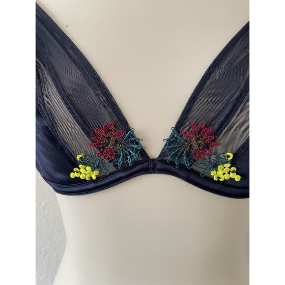 Simone Perele Lingerie Women Bra Elsa Floral Embroidered Night Blue - Picture 2 of 10